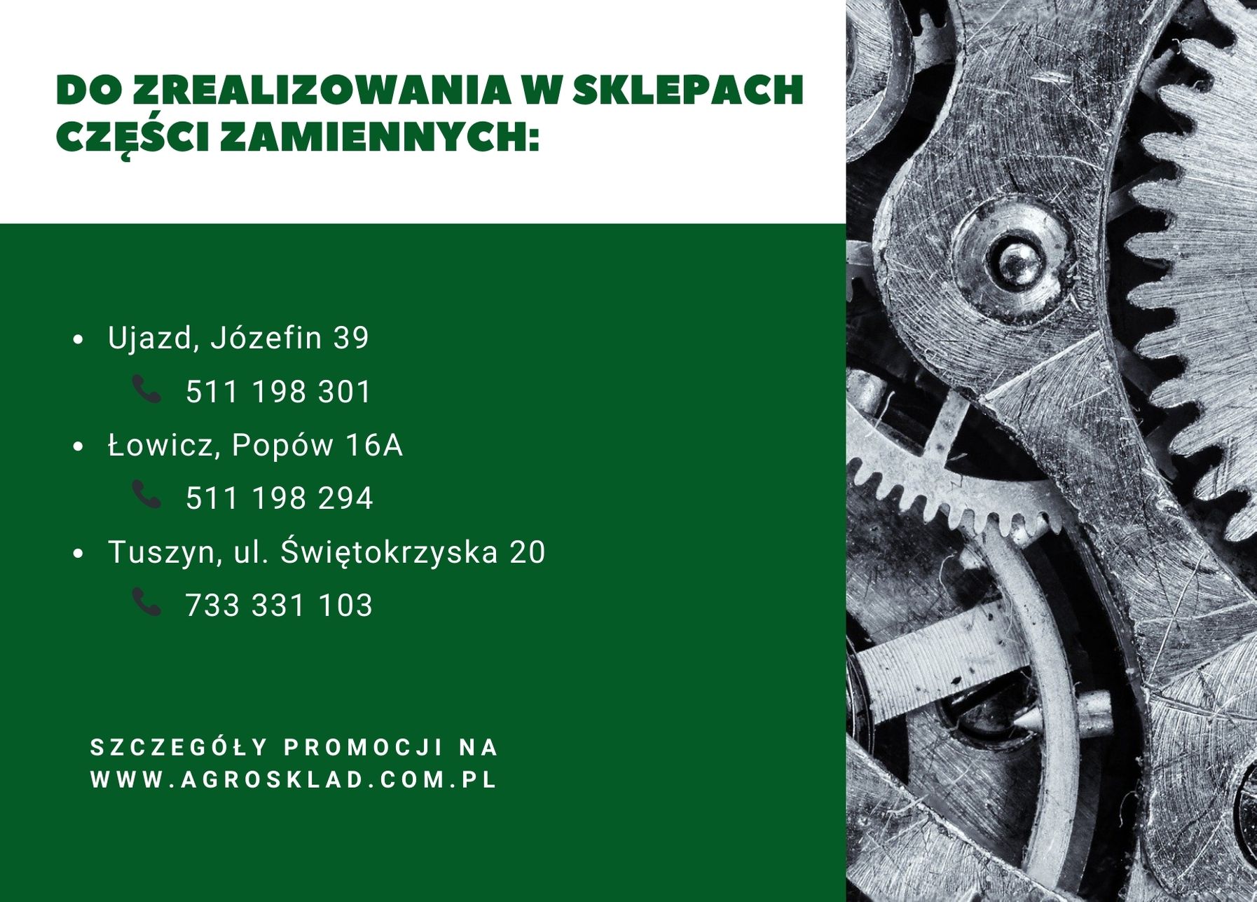 Bon 100 zł promocja sklepu części zamiennych Agroskład