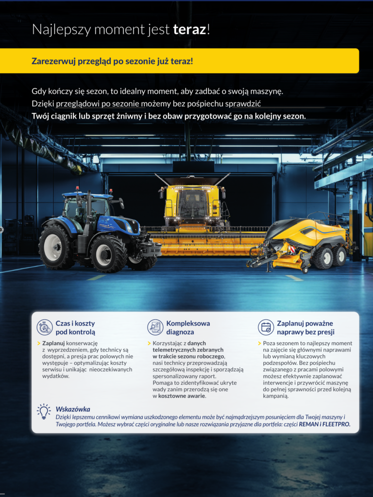 przegląd maszyny rolniczej po sezonie New Holland